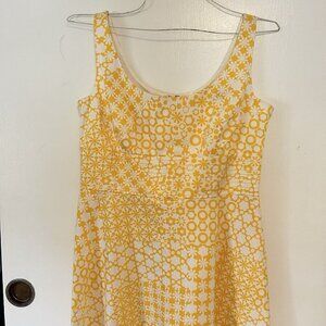 Maggy London Dress Womens Size 12P Yellow Floral Tank Zip Up Vintage Y2K